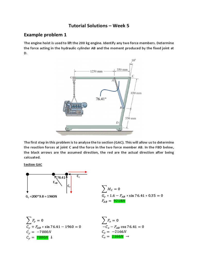 Engine Hoist Force Analysis | PDF | Mechanical Engineering | Physical ...