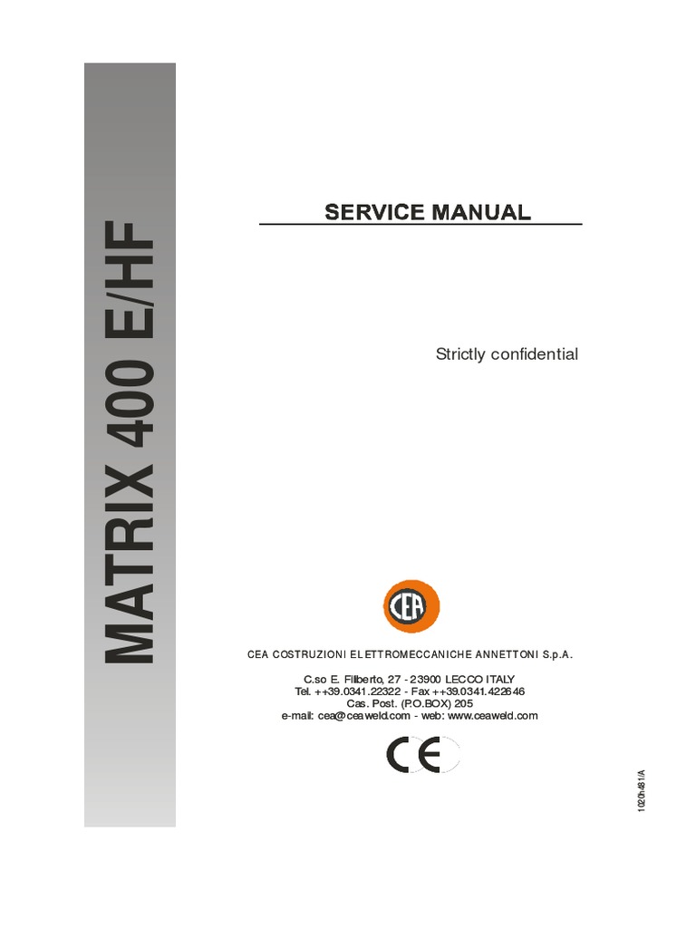 Service Manual MATRIX 400E HF-english | PDF | Power Inverter | Rectifier