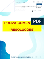 8o ANO - ÁLGEBRA - PROVA COMENTADA (RESOLUÇÕES