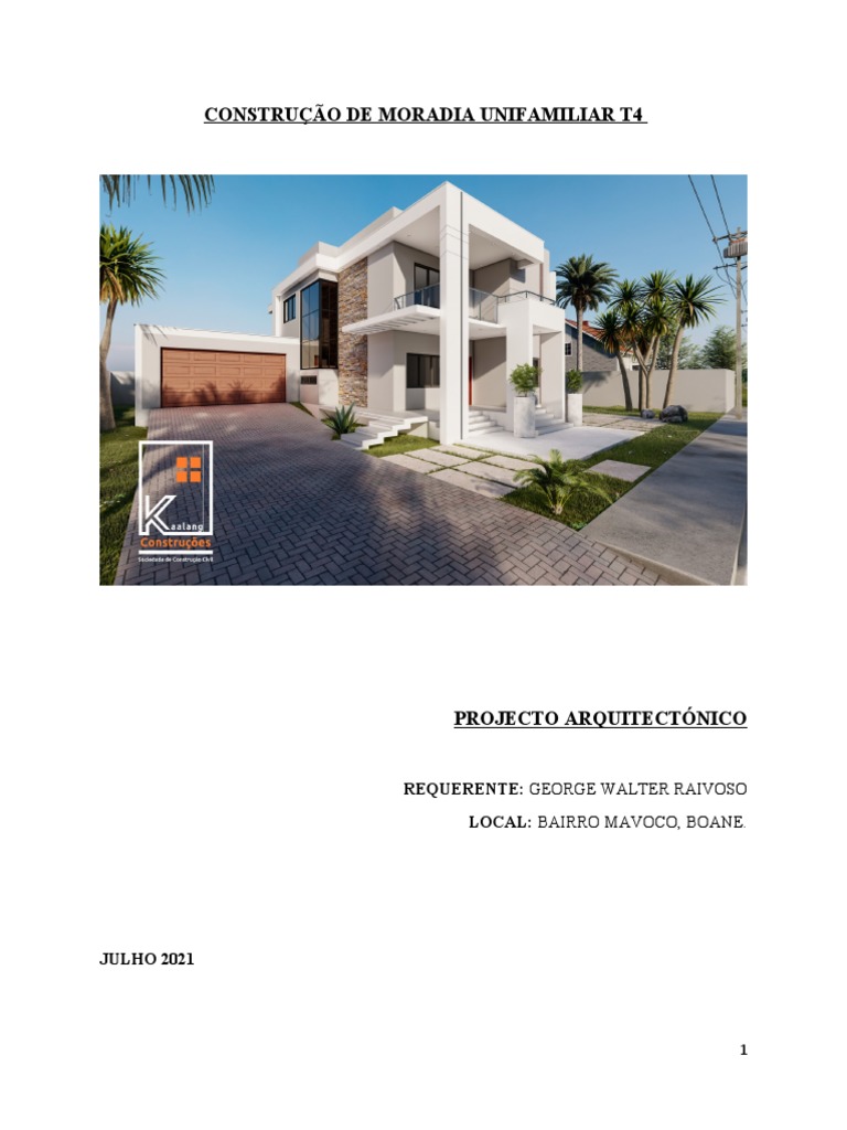 MEMÓRIA DESCRITIVA de Projecto Arquitectônico | PDF | Tinta | Argamassa ...