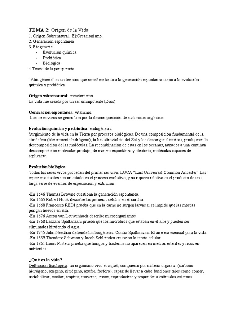 Teorías sobre el Origen de la Vida | PDF | Rna | Organismos