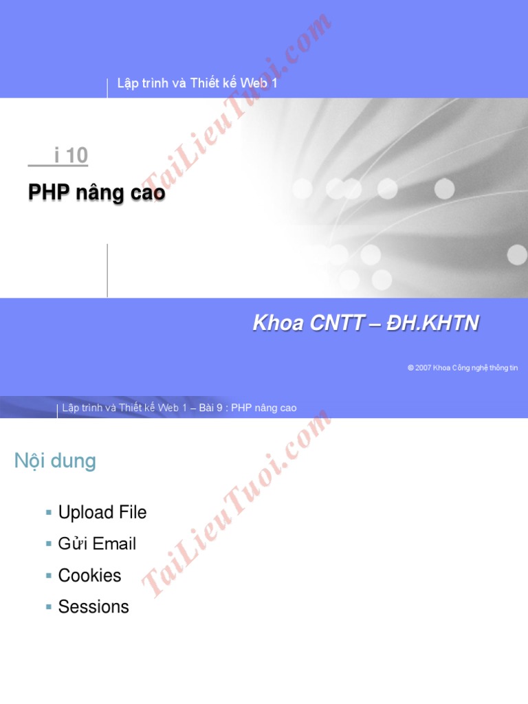 Lập trình và Thiết kế Web 1 - Bài 9 - PHP nâng cao (download tai ...
