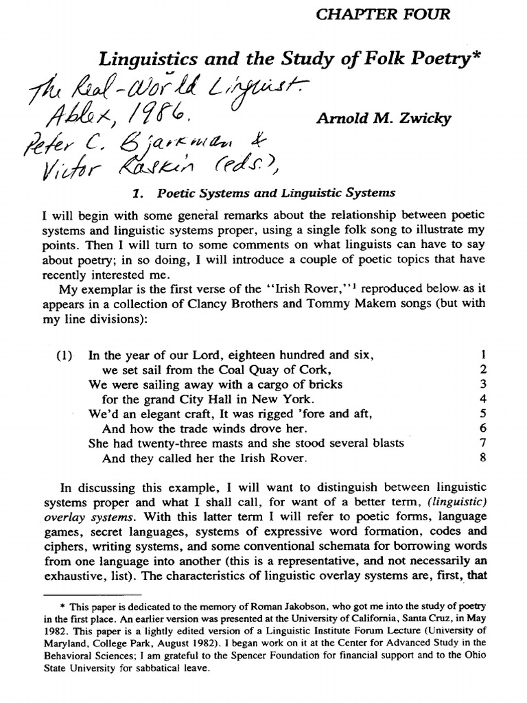 Linguistics And Folk Poetry Pdf