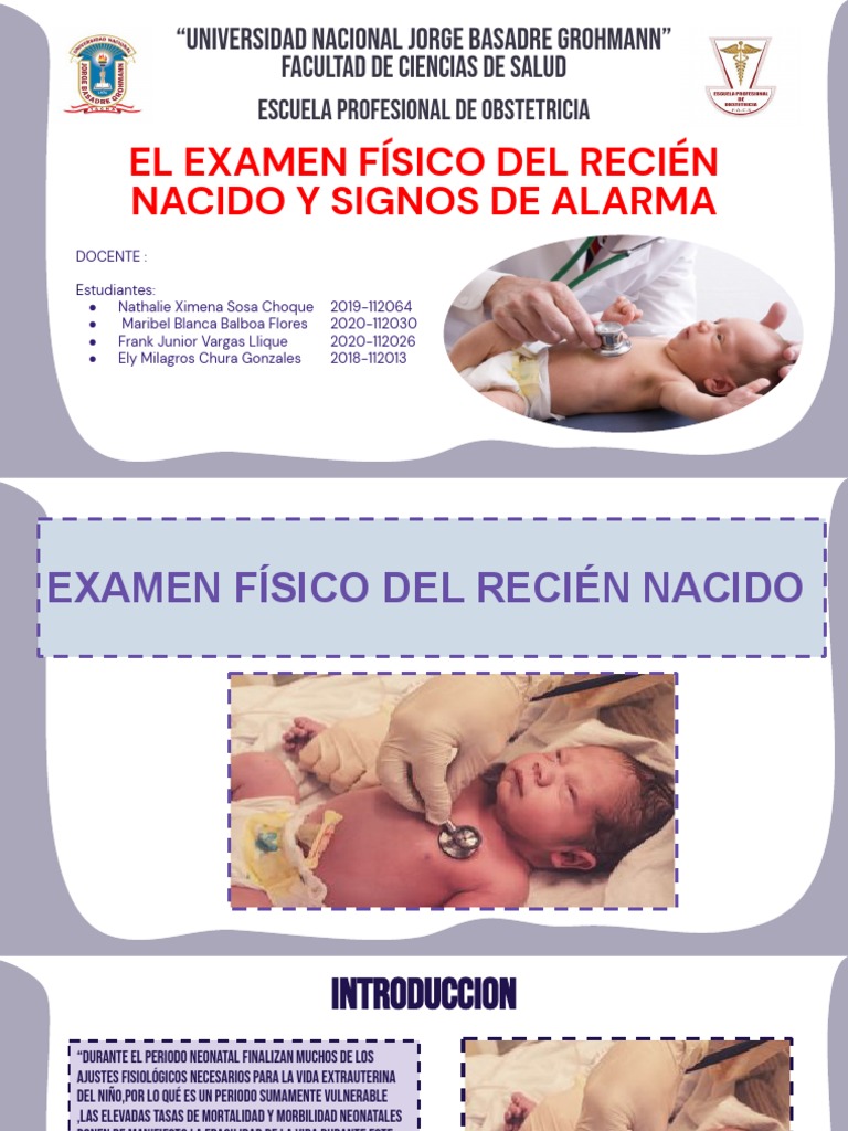 Examen Fisico Del Recien Nacido Normal y Signos de Alarma - Grupo e ...