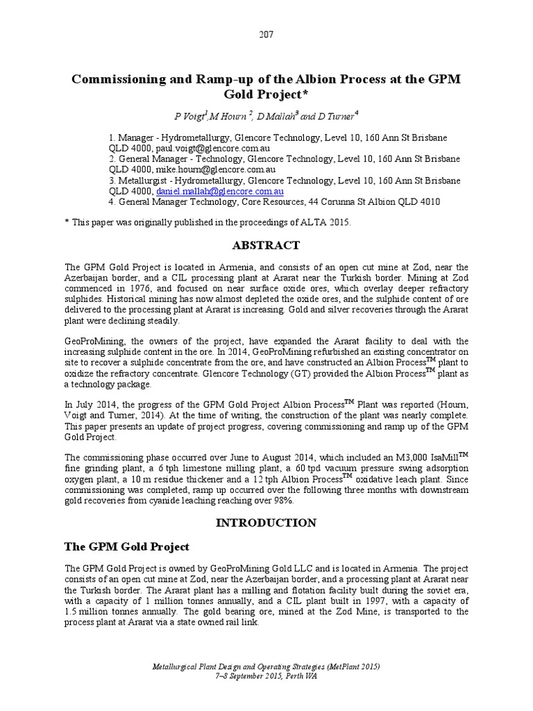 Albion Process in Gold Recovery at GPM | PDF | Gold | Secondary Sector ...
