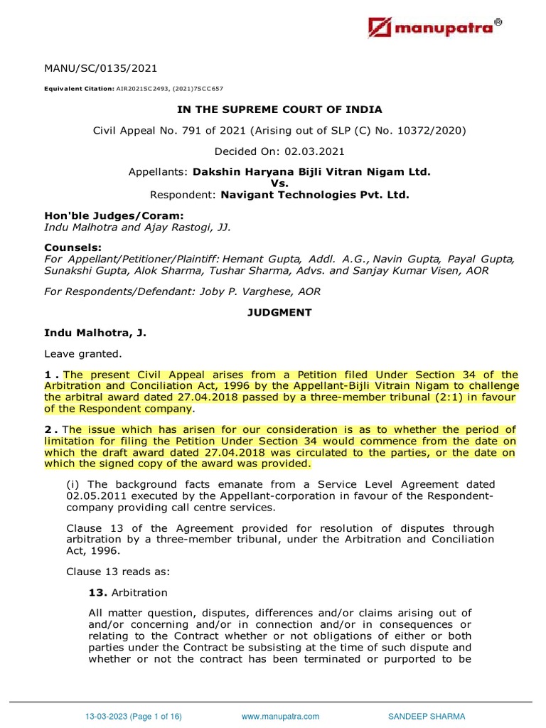 Dakshin Haryana Bijli Vitran Nigam LTD Vs