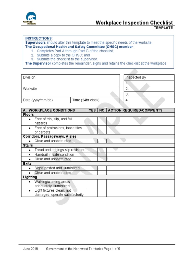 Workplace Safety Inspection Checklist | PDF | Ac Power Plugs And ...