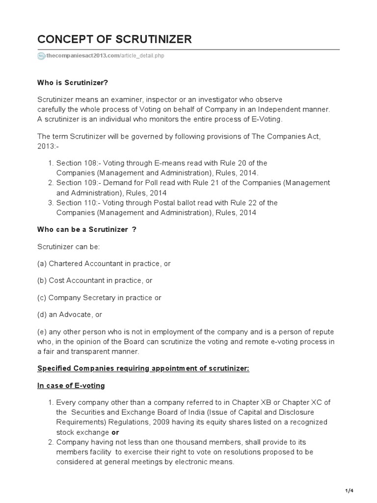 Understanding the Role of Scrutinizer | PDF | Electronic Voting ...