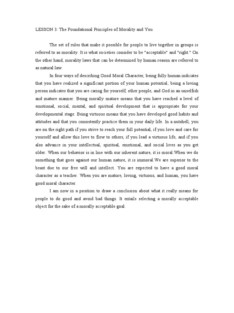 Morality Essay PDF