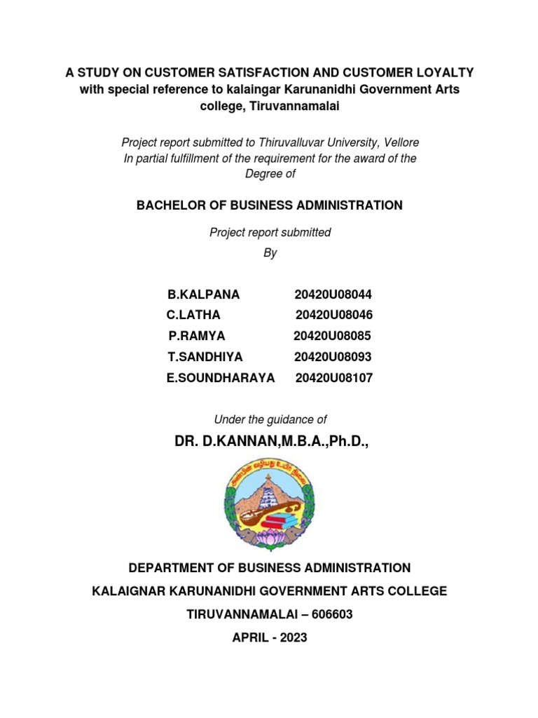 Project report submitted to thiruvalluvar university vellore in