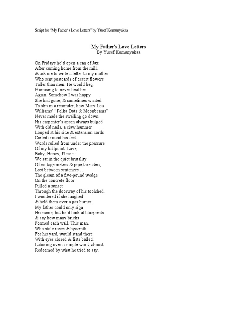 My Father's Love Letters Script | PDF | Forgiveness