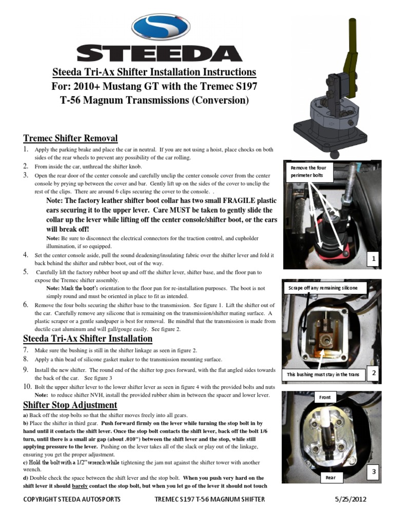 Steeda TriAx Shifter Installation Instructions For 2010+ Mustang GT