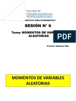 Sesión #6: Tema: Momentos de Variables Aleatorias