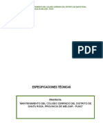 Especificaciones Técnicas: "Mantenimiento Del Coliseo Cerrado Del Distrito de Santa Rosa, Provincia de Melgar - Puno"
