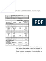 Laudo Fisico-Químico e Bactereológico Da Água Potável