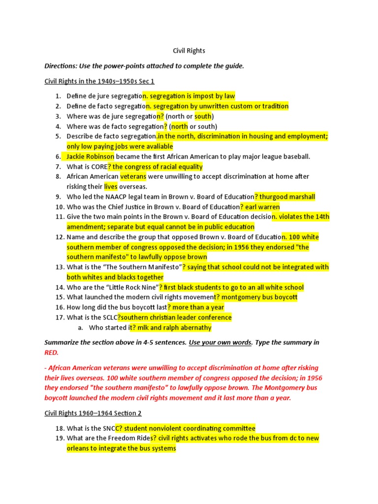 Civil Rights Movement Overview | PDF | Brown V. Board Of Education ...