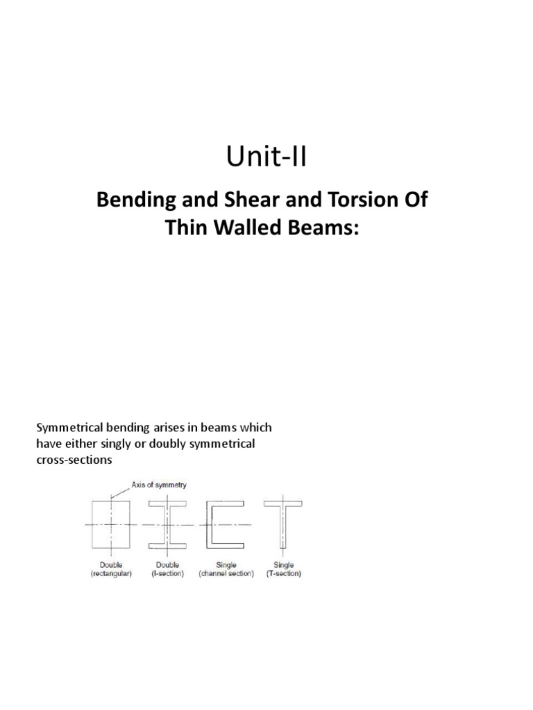 Unit-II: Bending and Shear and Torsion of Thin Walled Beams | PDF ...