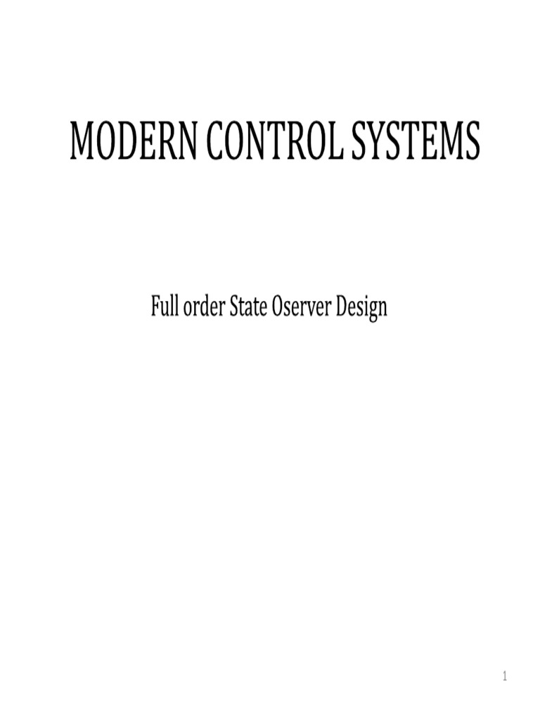 Observer Simplified PDF Matrix (Mathematics) Control Theory