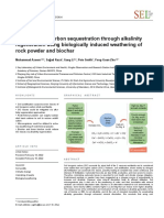 Soil Inorganic Carbon Sequestration Through Alkalinity Regeneration Using Biologically Induced Weathering of Rock Powder and Biochar