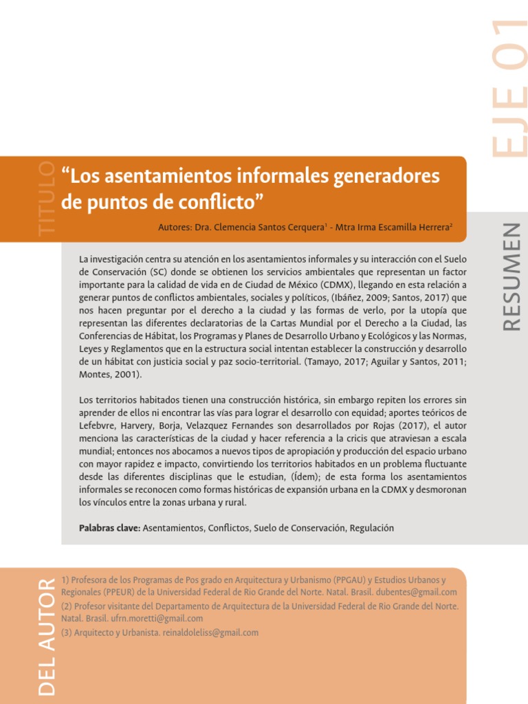 Los Asentamientos Informales Generadores de Puntos de Conflicto | PDF