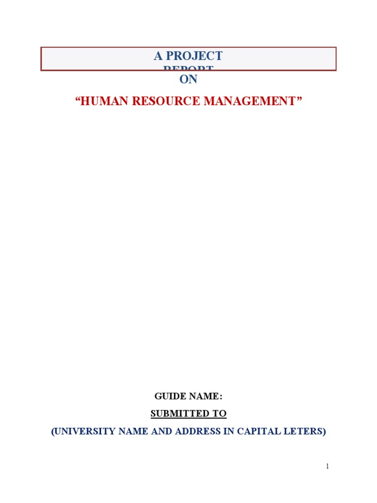 Project Report On HRM 2 | PDF | Human Resource Management | Performance ...