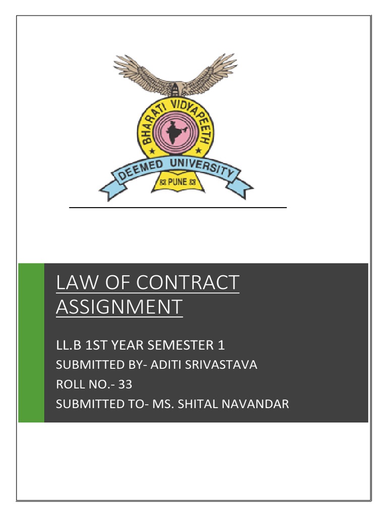 Law Of Contract Assignment Download Free Pdf Offer And Acceptance