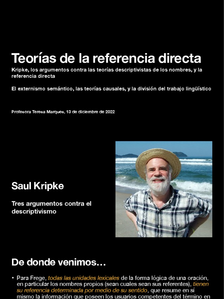 Argumentos de Kripke contra el descriptivismo | PDF | A priori y a ...