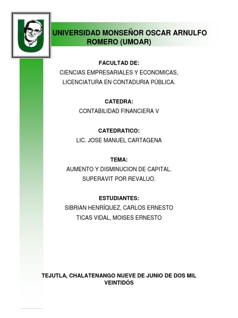 Universidad Monseñor Oscar Arnulfo Romero (Umoar) : Facultad de | PDF ...