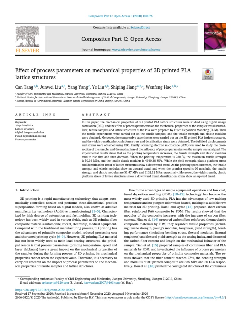 Effect of Process Parameters On Mechanical Propert | PDF | Deformation ...