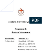 Manipal University Jaipur: Assignment 1:-Strategic Management