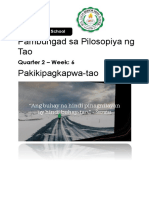 Pambungad Sa Pilosopiya NG Tao Pakikipagkapwa-Tao: Quarter 2 - Week: 6