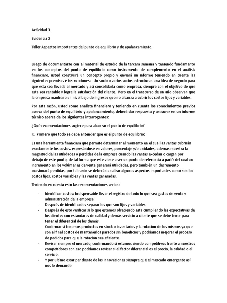 Actividad 3 Evidencia 2 Taller Analisis Financiero | PDF ...