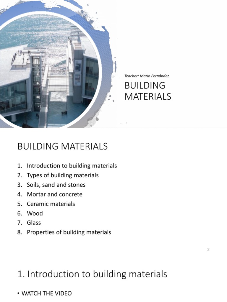 1.1. Building Materials Introduction To Building Materials Download Free PDF Building
