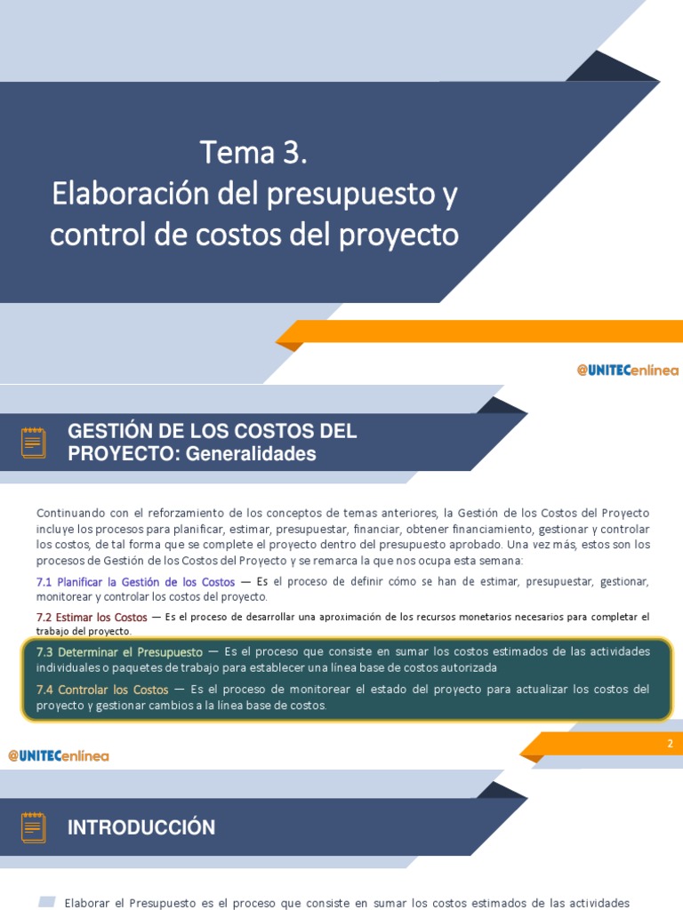 Control y Presupuesto de Costos del Proyecto | PDF | Presupuesto ...