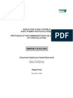 Adduction D'Eau Potable Avec Pompe Photovoltaique Pratiques Et Recommandations de Conception Et D'Installation