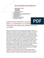 Consejos para Afrontar El Distanciamiento Social, La Cuarentena Y El Aislamiento Ser Consciente Del Riesgo Que Correría Vd. Si No Lo Hiciera