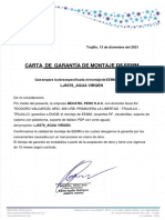 Carta de Garantía de Montaje de Eemm: Trujillo, 13 de Diciembre Del 2021