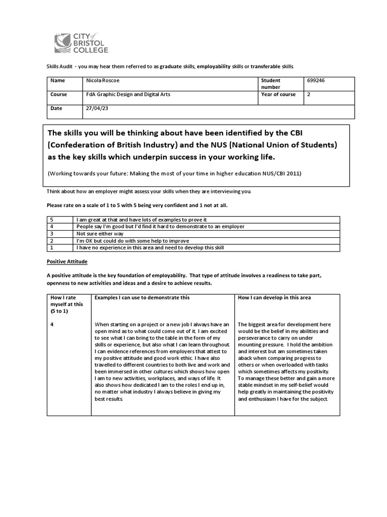 Graduate Skills Audit Template - Nicola Roscoe | PDF | Mathematics ...
