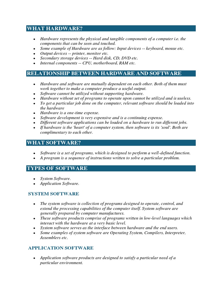 Basic Computer Notes 5 PDF Software Computer Hardware