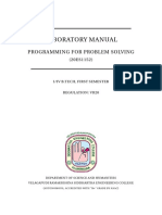 Laboratory Manual: Programming For Problem Solving