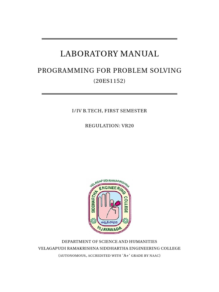 Laboratory Manual: Programming For Problem Solving | PDF | Computer ...