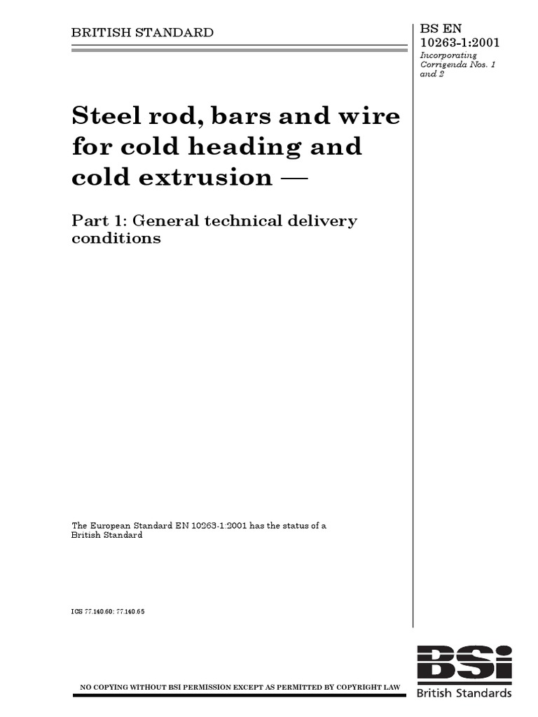 Steel Rod, Bars and Wire For Cold Heading and Cold Extrusion | PDF ...
