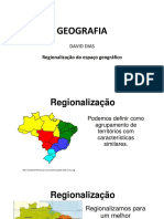 Geografia: Regionalização Do Espaço Geográfico
