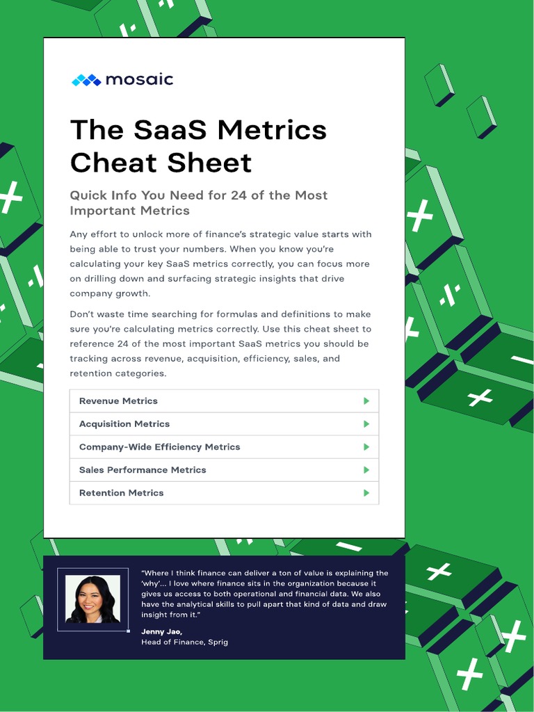 SaaS Metrics Cheat Sheet PDF