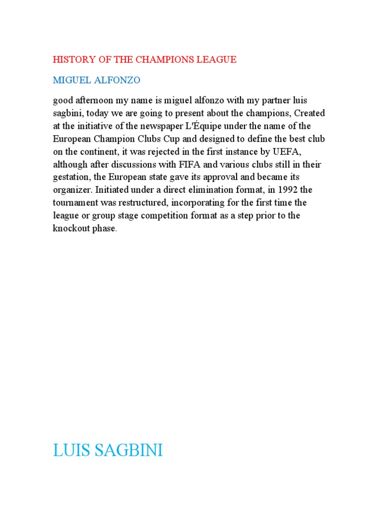 History of The Champions League | PDF