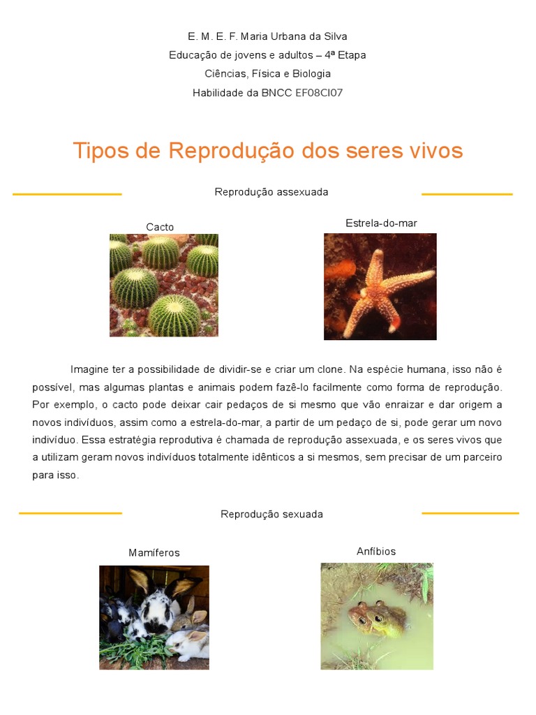 Tipos de Reprodução: Assexuada e Sexuada | PDF | Reprodução | Clonagem
