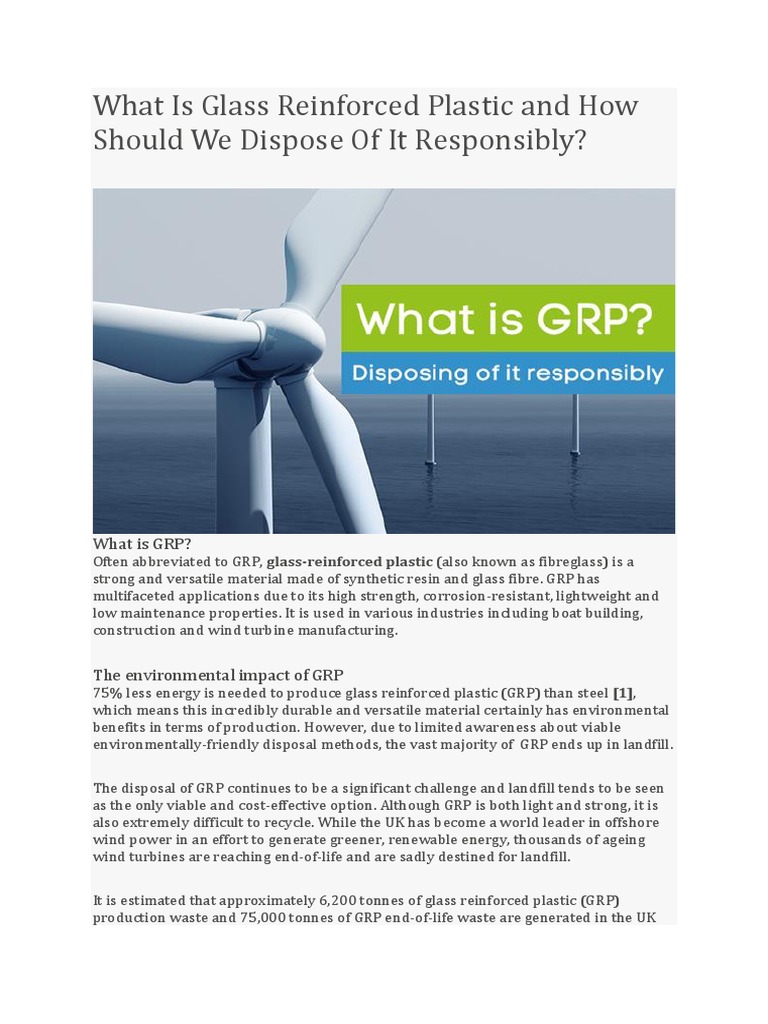 What Is Glass Reinforced Plastic and How Should We Dispose of It