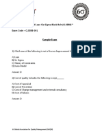 Sample Exam: Exam Name - Certified Lean Six Sigma Black Belt (CLSSBB) ™ Exam Code - CLSSBB-001