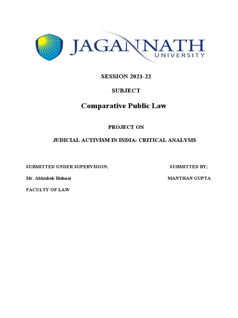 Judicial Activism in India: Analysis | PDF | Constitution | Judiciaries