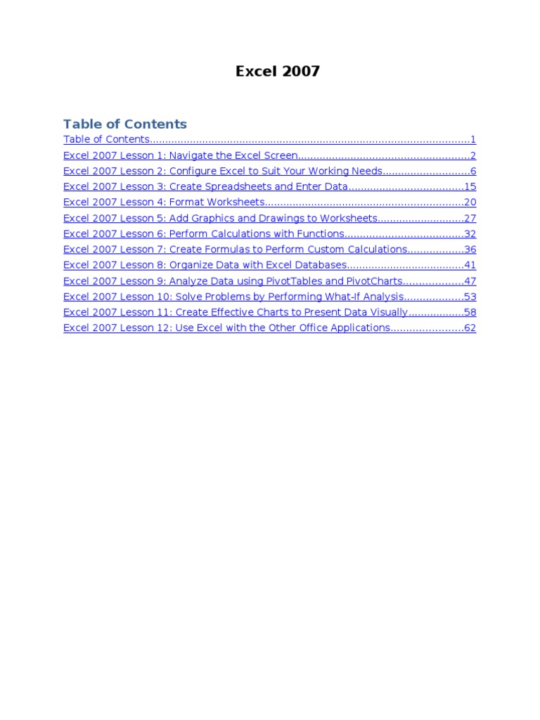 Microsoft Excel 2007 | PDF | Microsoft Excel | Spreadsheet